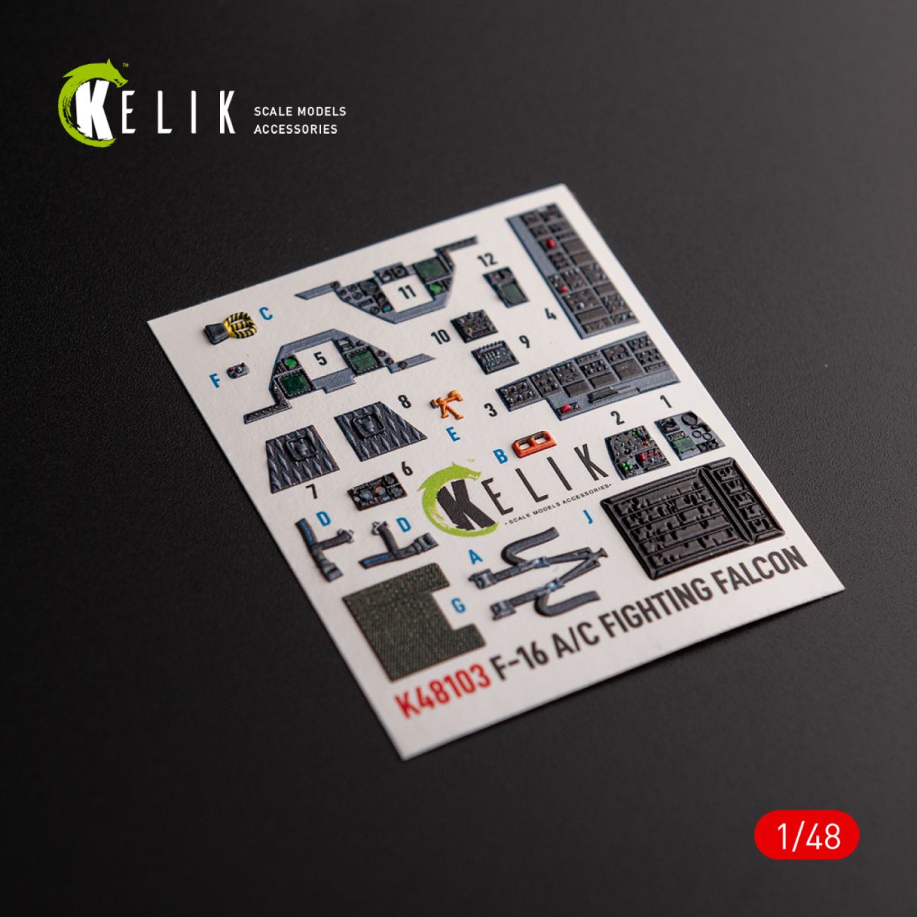 1:48 F-16A/C - interior 3D decals for Academy kit