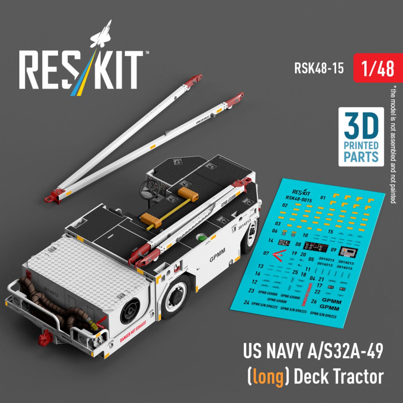 1:48 US NAVY A/S32A-49 (long) Deck Tractor (3D Printed model kit)