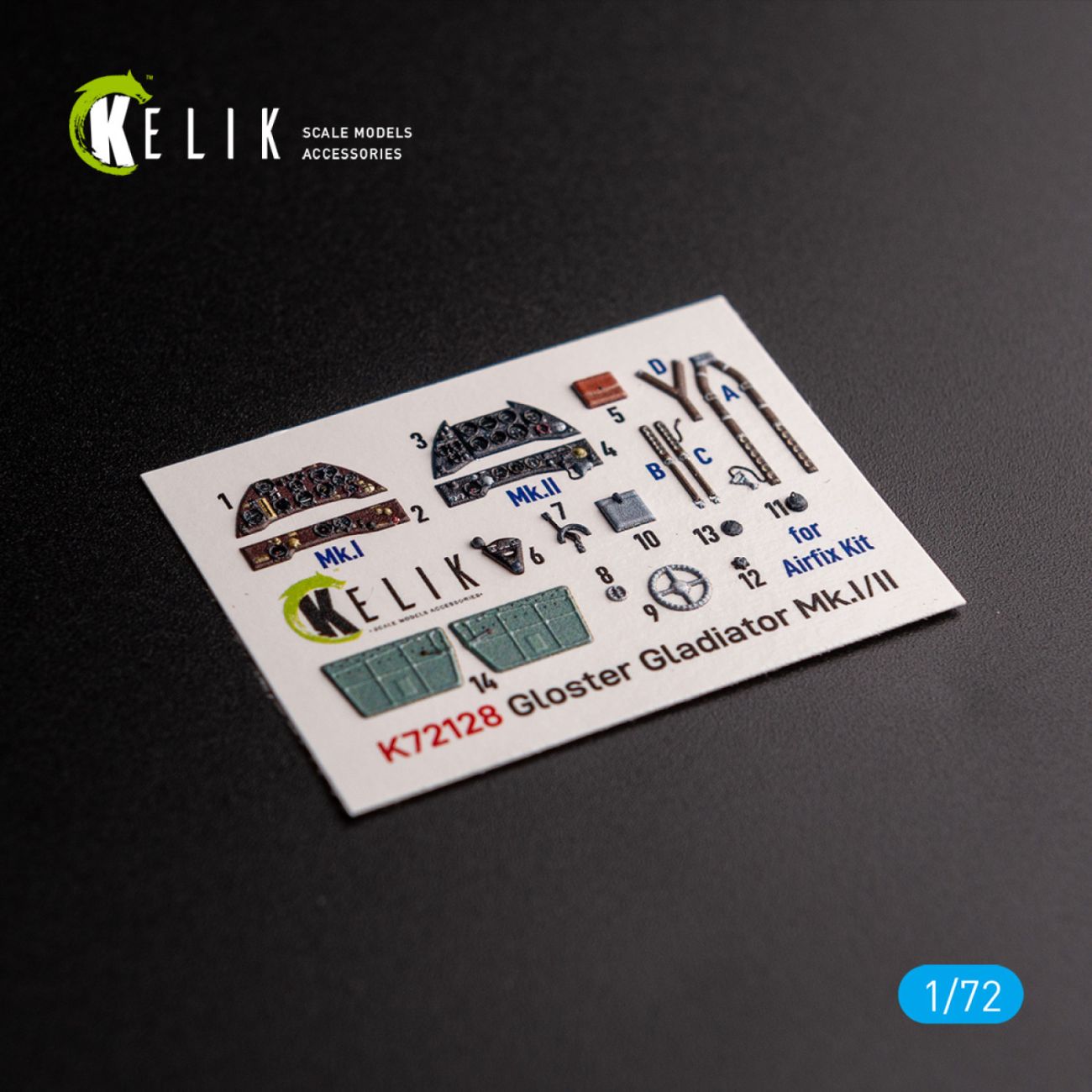 1:72 Gloster Gladiator Mk.I/II - interior 3D decals for Airfix kit