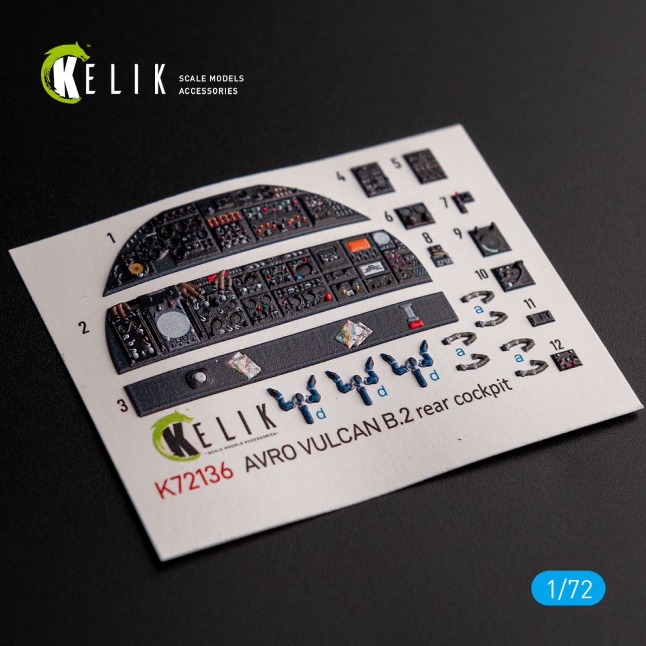 1:72 AVRO VULCAN B.2 Rear cockpit - interior 3D decals for Airfix kit