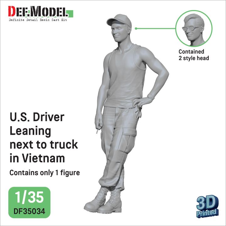 1:35 US Driver Leaning Next To Truck In Vietnam (1 Figure, 2 Heads)