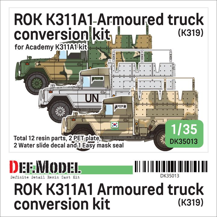 1:35 R.O.K K311A1 Armoured Truck (K319) Conversion Kit (For Academy kit)