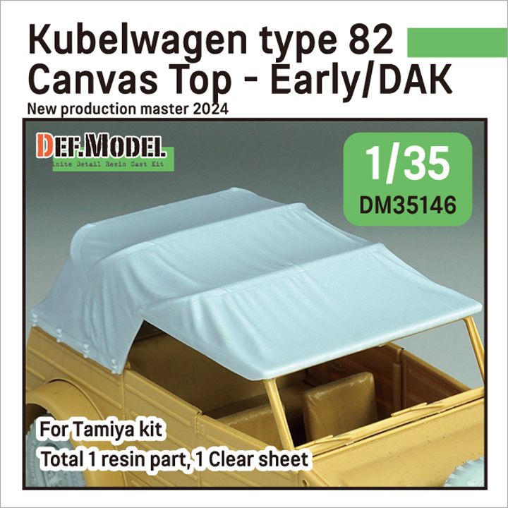 1:35 Kubelwagen Type 82 Canvas Top-Early/DAK (For Tamiya Kit)