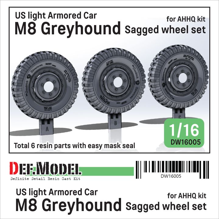 1:16 US Light Armored Car M8 Greyhound - Sagged Wheel Set (For Andy's Hobby Headquarters Kit)