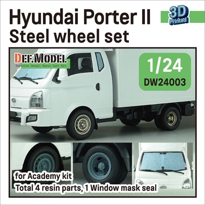1:24 Hyundai Porter II Steel Wheel Set (For Academy)