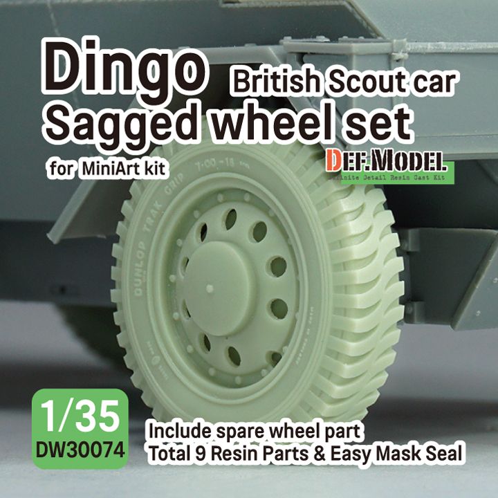 1:35 British Scout Car Dingo - Sagged Wheel Set (For MiniArt Kit)