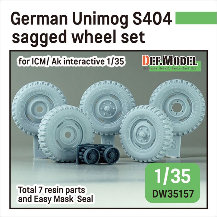 1:35 German Unimog S404 Sagged Wheel Set (For ICM, AK Interactive)