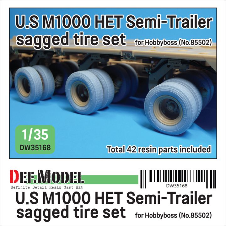 1:35 U.S M1000 HET Semi-Trailer - Sagged Tire Set (For HobbyBoss 85502 Kit)
