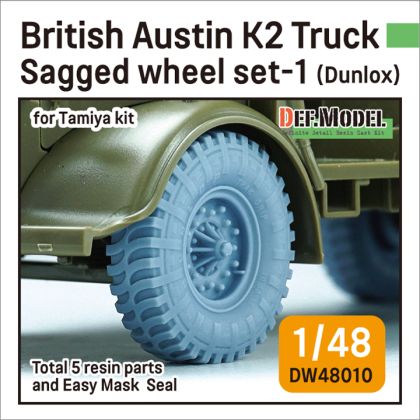 1:48 British Austin K2 Truck Sagged Wheel Set-1 - Dunlop (For Tamiya Kit)