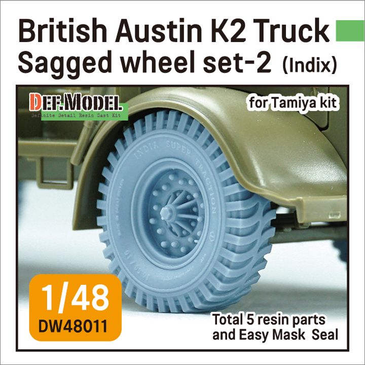 1:48 British Austin K2 Truck Sagged Wheel Set-2 - India (For Tamiya Kit)