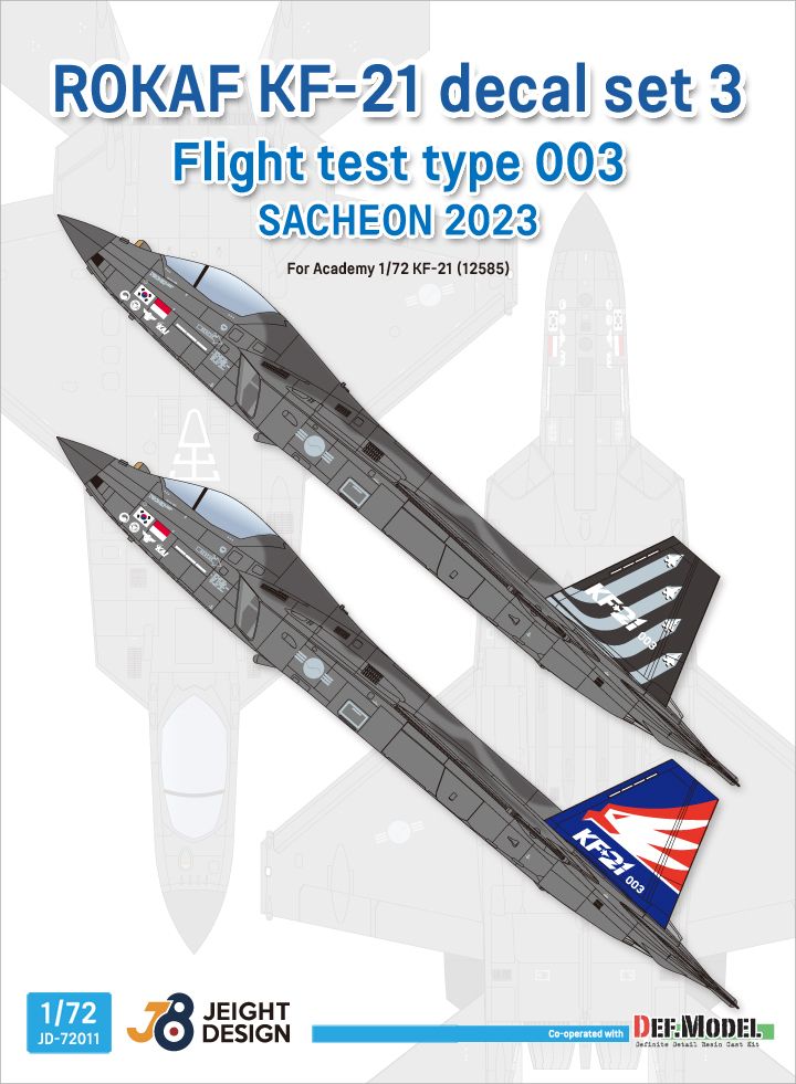 1:72 ROKAF KF-21 Decal Set 3, Flight Test Type 003 - Sacheon 2023 (For Academy 12585)