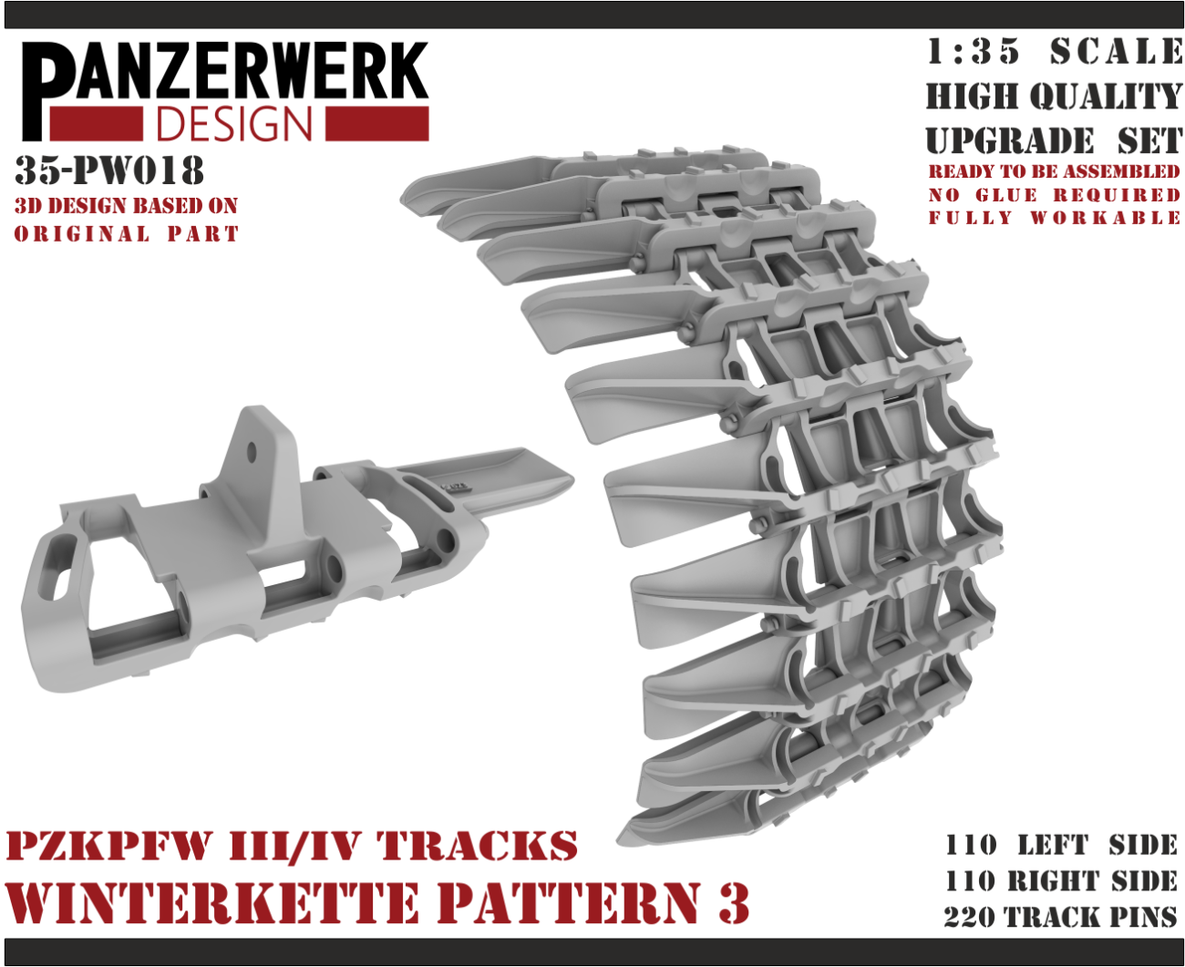 1:35 Panzer III/IV Winterkette 3 Tracks