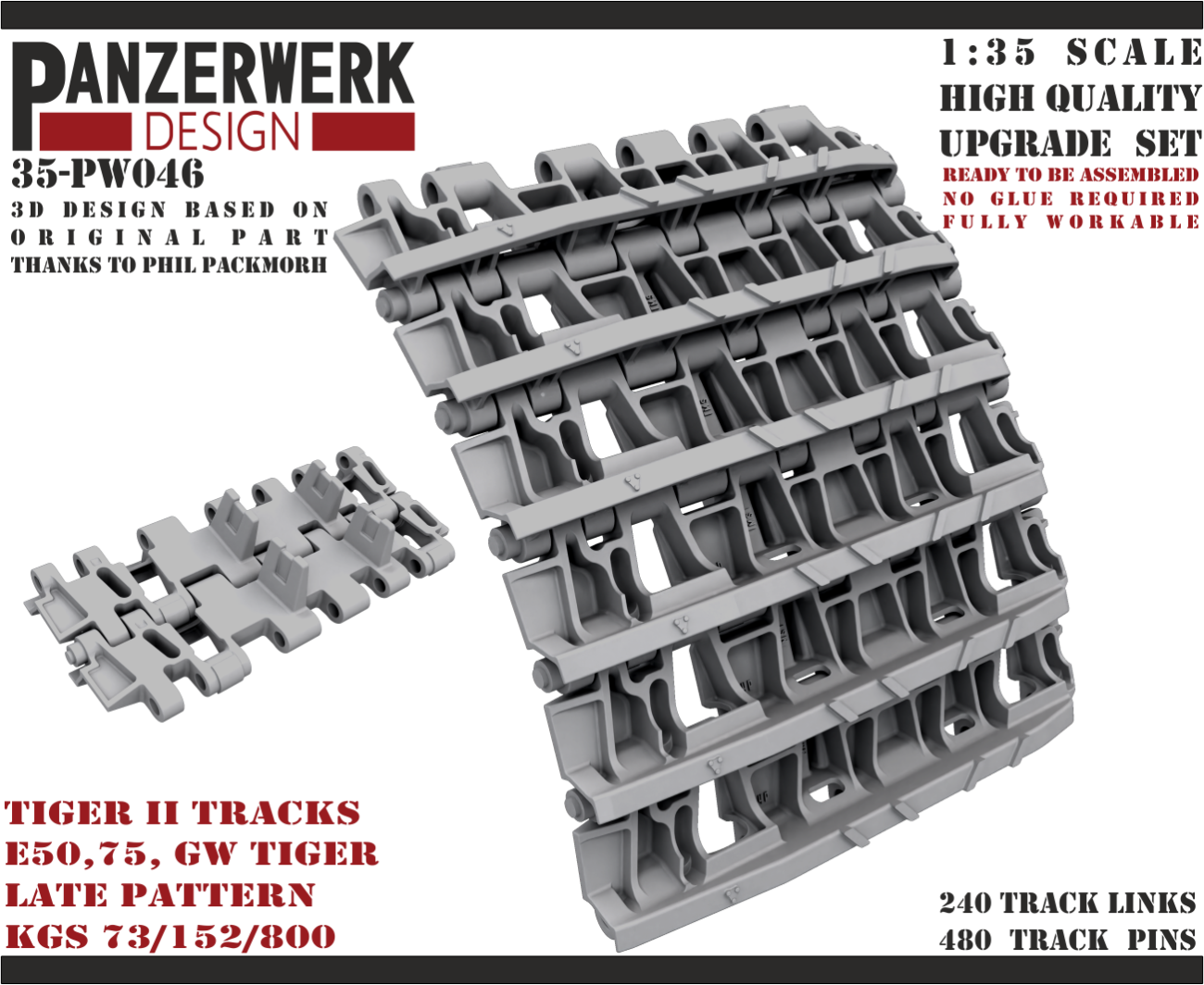 1:35 Tiger II Tracks Kgs 73/800/152 Late pattern