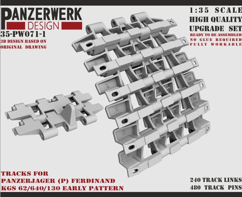 1:35 Panzerjager Ferdinand tracks Early Pattern