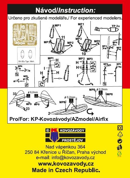 1:72 D.H. 82A Tiger Moth PE parts