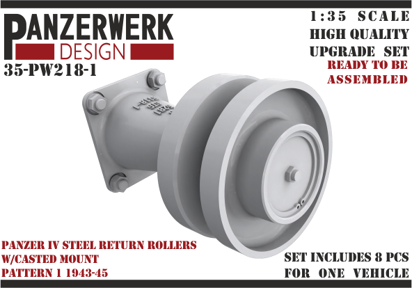 1:35 Panzer IV steel return rollers with casted base pattern 1
