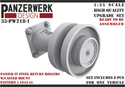 1:35 Panzer IV steel return rollers with casted base pattern 1