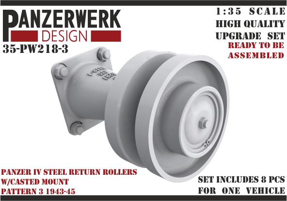 1:35 Panzer IV steel return rollers with casted base pattern 3