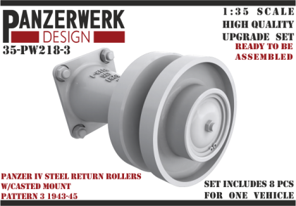 1:35 Panzer IV steel return rollers with casted base pattern 3