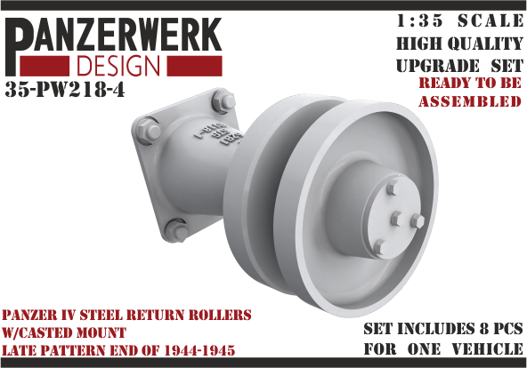 1:35 Panzer IV steel return rollers with casted base late pattern