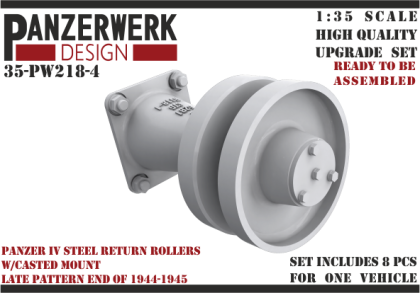 1:35 Panzer IV steel return rollers with casted base late pattern
