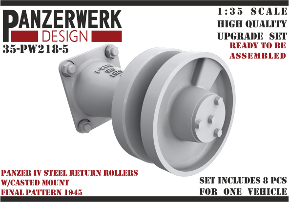 1:35 Panzer IV steel return rollers with casted base final pattern