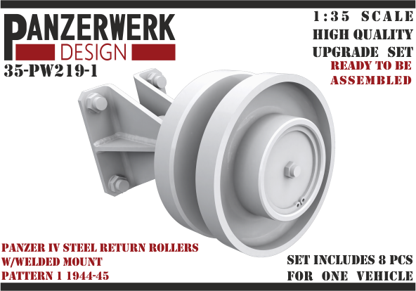 1:35 Panzer IV steel return rollers with welded base pattern 1