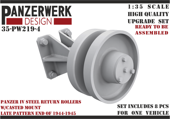 1:35 Panzer IV steel return rollers with welded base late pattern