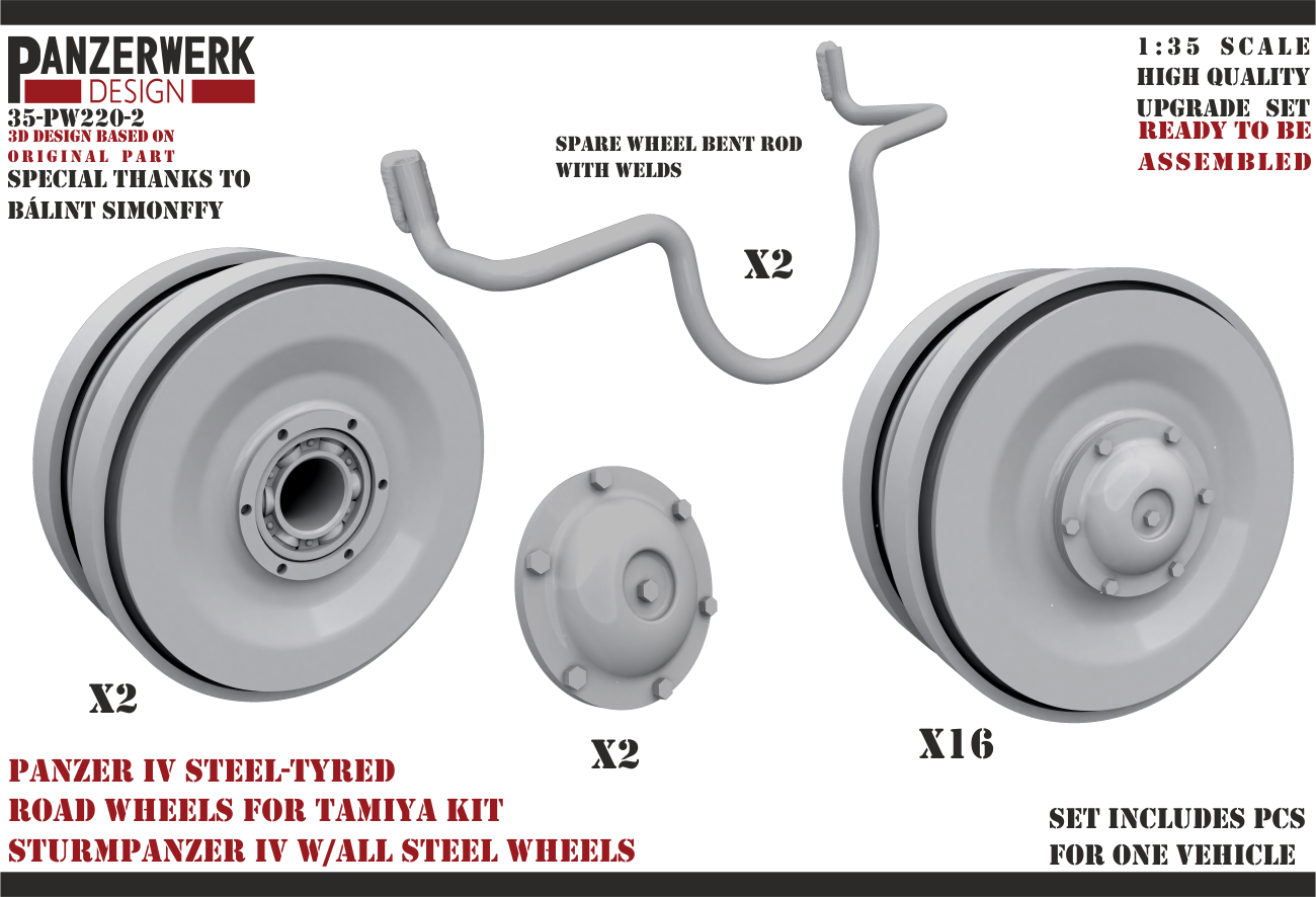 1:35 Sturmpazer IV all steel road wheels (Tamiya)