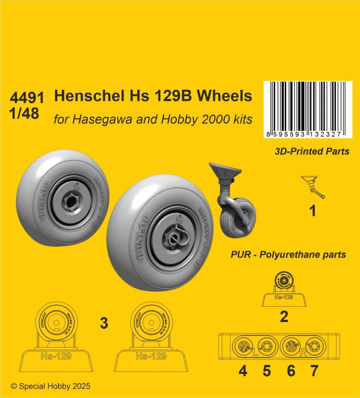 1:48 Henschel Hs 129B Wheels for Hasegawa and Hobby 2000 kits
