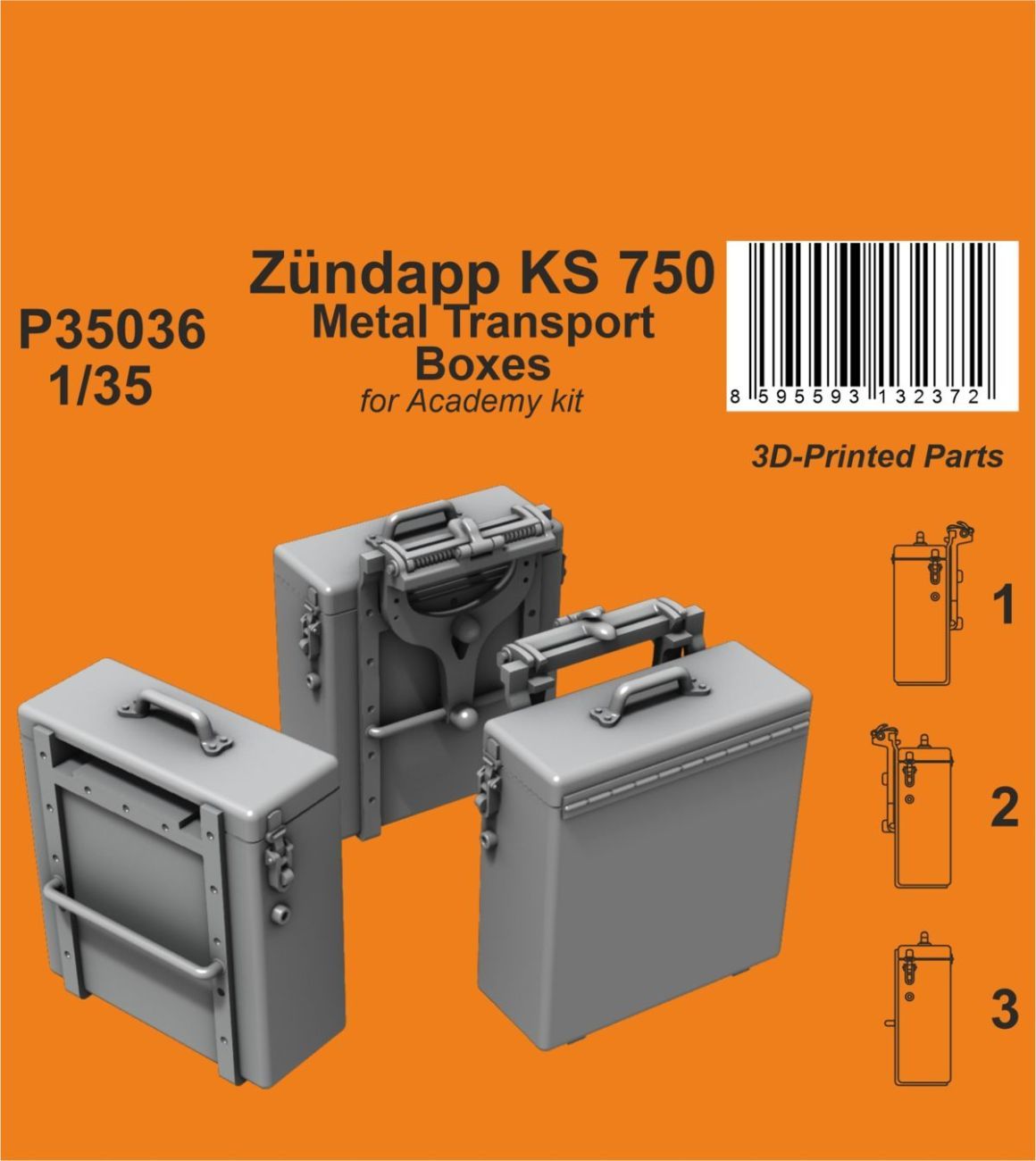 1:35 Zündapp KS 750 Metal Transport Boxes for Academy kit