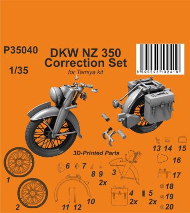 1:35 DKW NZ 350 Correction Set for Tamiya kit