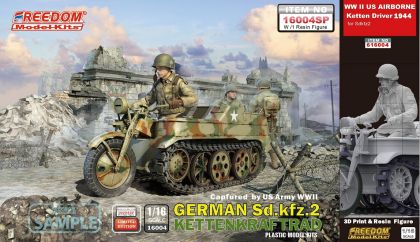 1:16 WWII GERMAN SD.KFZ. 2 KETTENKRAFTRAD + US AIRBONE KETTEN DRIVER SET