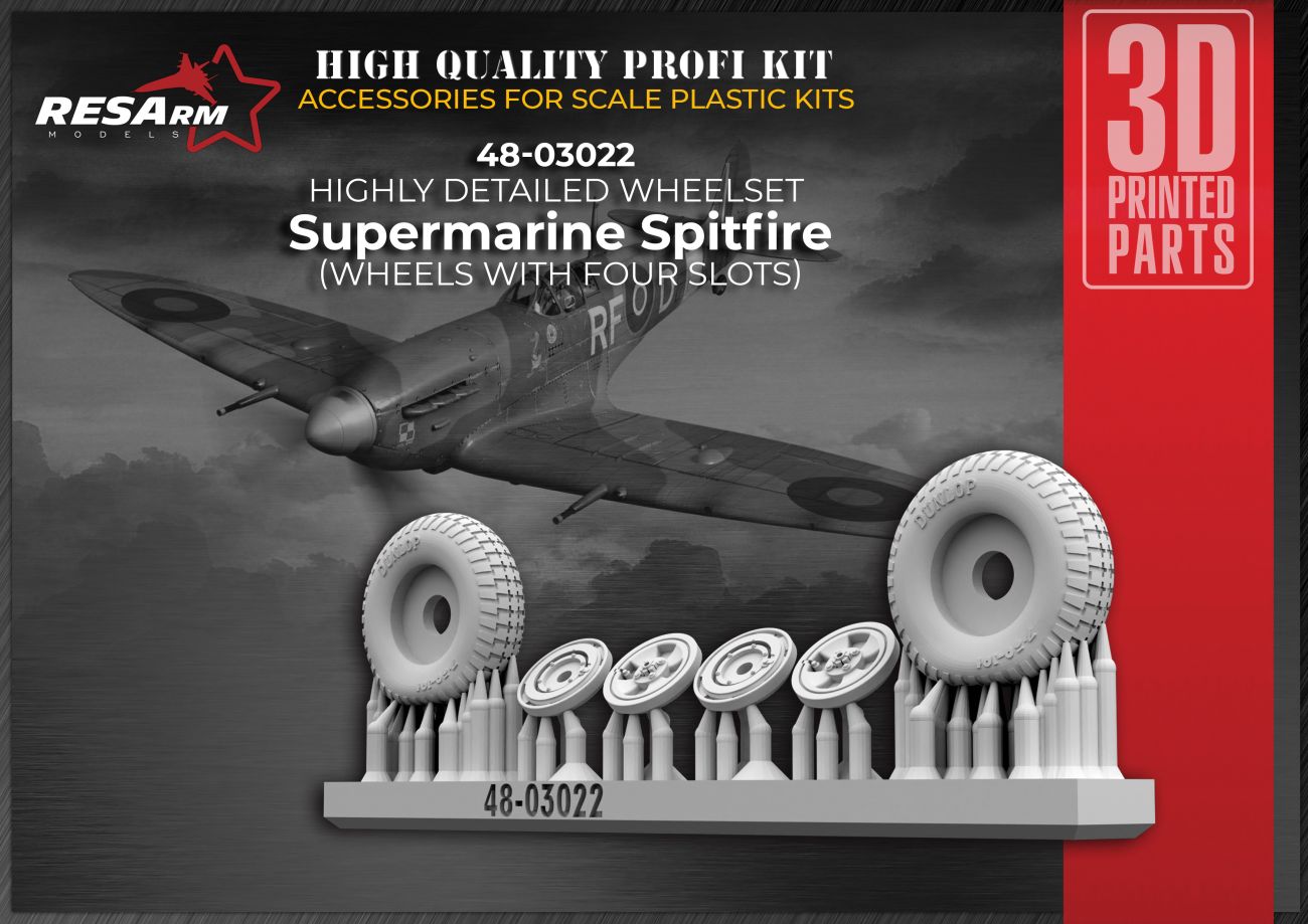 1:48 Supermarine Spitfire Wheels under load (4-spoke wheels)