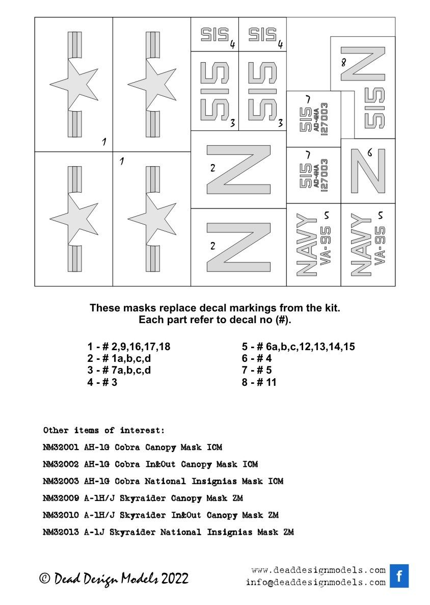 1:32 A-1D/H/J Skyraider National Insignias & Markings 1950s