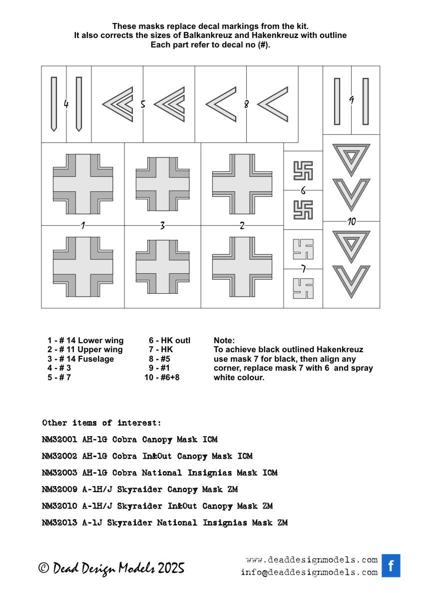 1:32 Me 109E-4/7 Nat. Insignias Dragon
