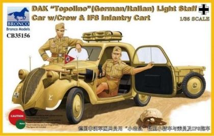 1:35 DAK “Topolino” (German-Italian) Light Staff Car w/ Crew & IF8 Infantry Cart