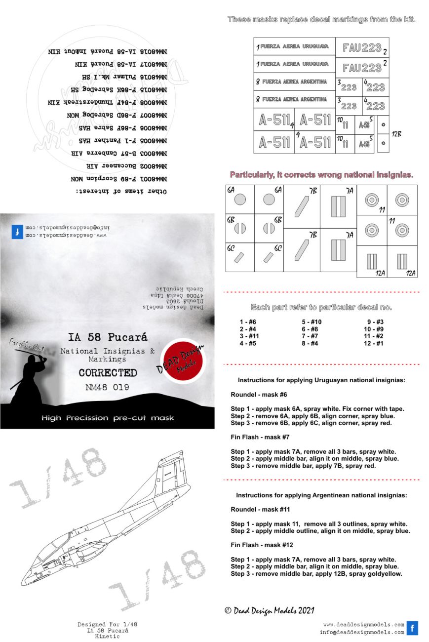 1:48 IA 58 Pucará - National Insignias & Markings Kinetic