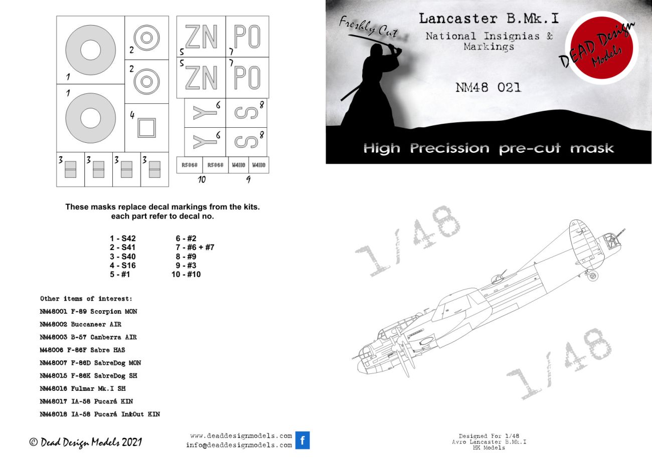1:48 Lancaster B.Mk.I - National Insignias & Markings for HK Models