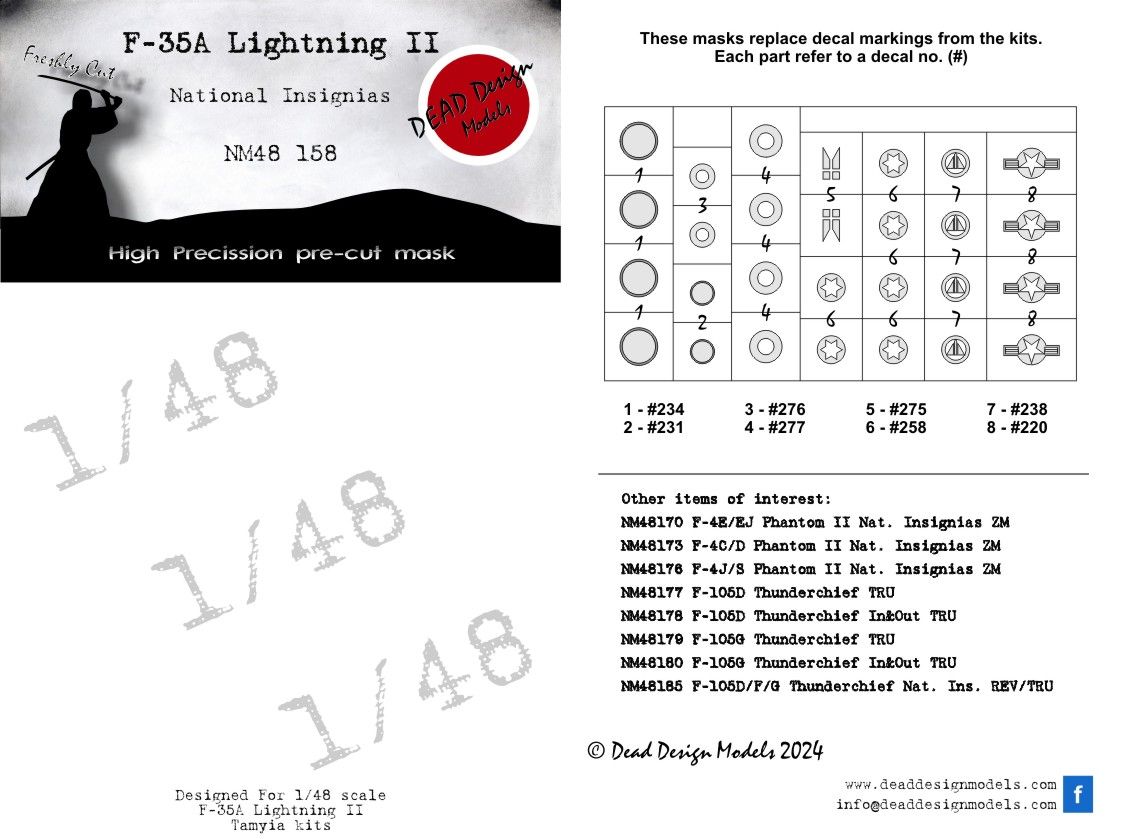 1:48 F-35 A Lightning II - National Insignia (for Tamiya kits)