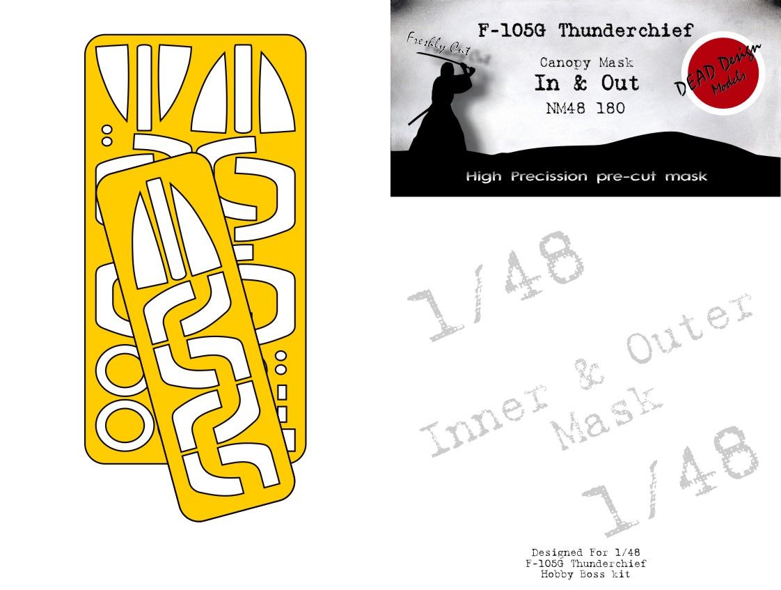 1:48 F-105 G Thunderchief - canopy frame paint mask (double sided)