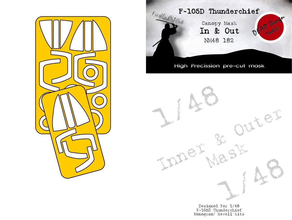 1:48 F-105 D Thunderchief - canopy frame paint mask (double sided)