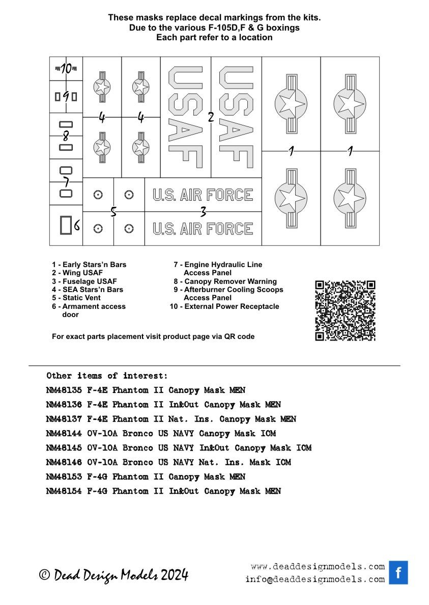 1:48 F-105D/F/G Thunderchief National Insignias And Markings (Corrected)