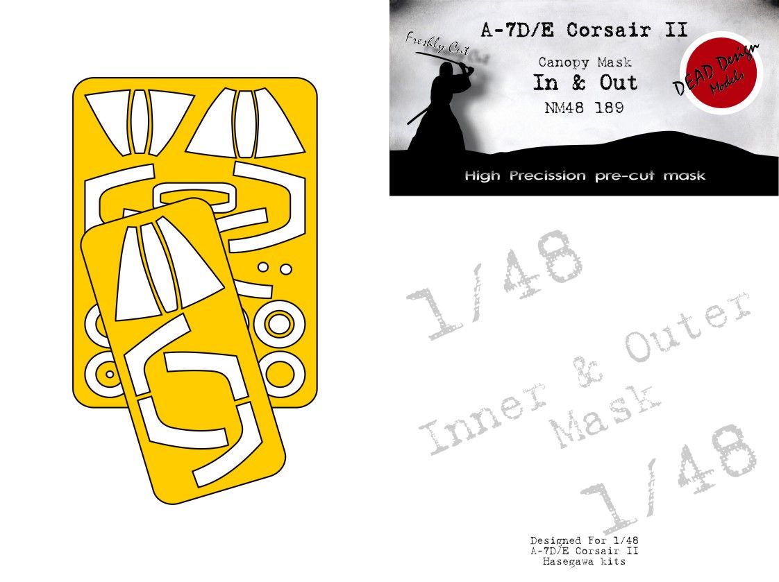 1:48 LTV A-7 D/E Corsair II - canopy mask In&Out (for Hasegawa kits)