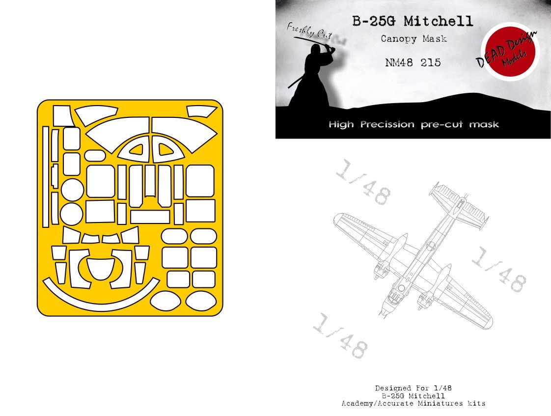 1:48 B-25G Mitchell Canopy Mask Academy, Accurate Miniatures