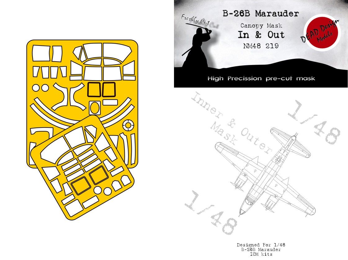 1:48 B-26B Marauder Canopy Mask In And Out ICM