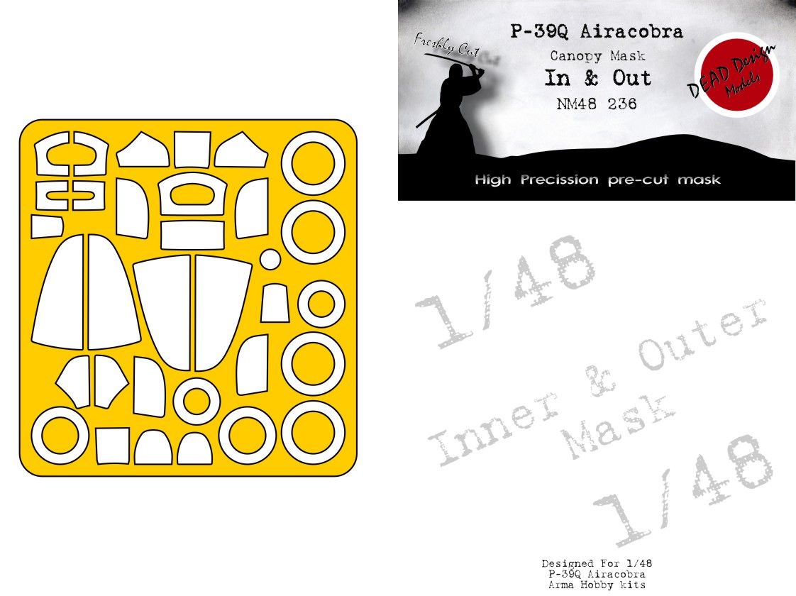 1:48  Bell P-39 Q Airacobra - Canopy Frame Paint Mask - Inside and Outside Arma Hobby