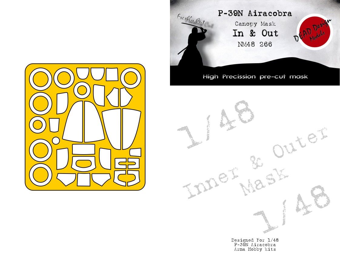 1:48 P-39N Airacobra Canopy Mask In & Out (Arma Hobby)