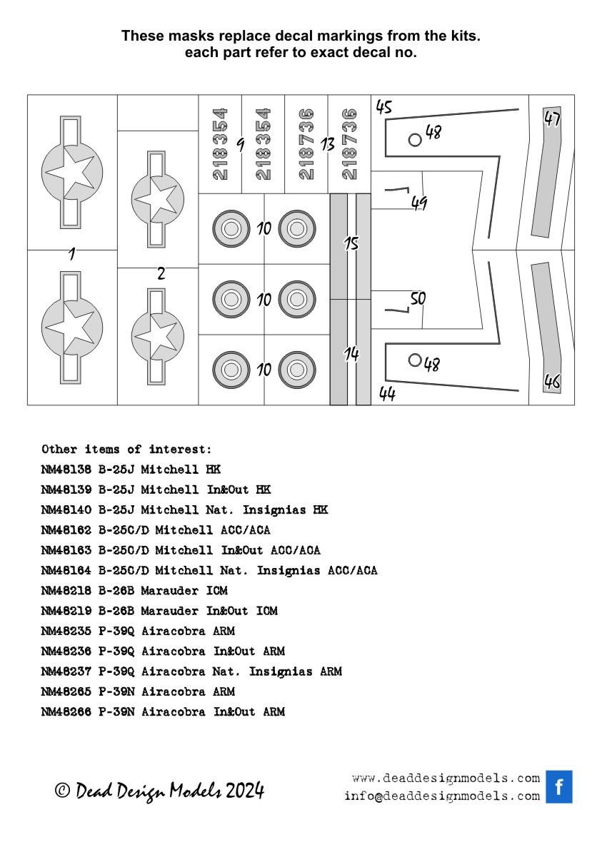 1:48 P-39N Airacobra - national insignias & markings Arma Hobby