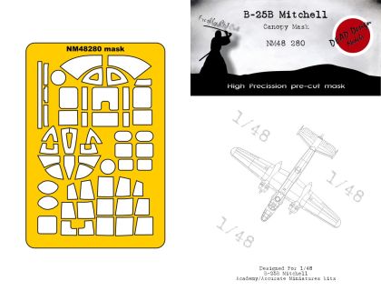 1:48 B-25B Mitchell canopy mask Academy/Accurate
